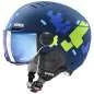 Preview: Uvex Rocket Junior Visor Ski Helmet - blue puzzle matt