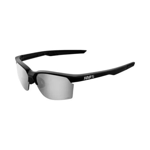 100% Eyewear Sportcoupe - Matte Black - HiPer Sport Silver Mirror