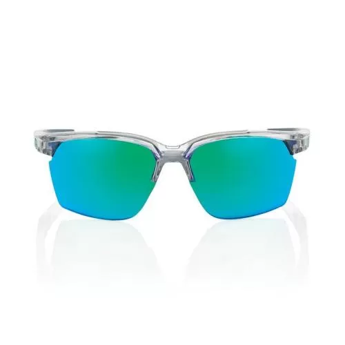 100% Eyewear Sportcoupe - Polished Transluscent Crystal Grey - Green Multilayer Mirror + Klar