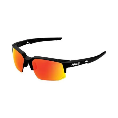 100% Eyewear Speedcoupe - Soft Tact Black - HiPer Red Multilayer Mirror + Clear