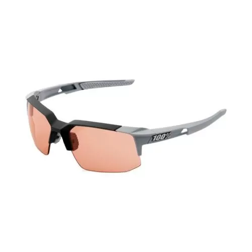 100% Sportbrille Speedcoupe - Soft Tact Stone Grey - HiPer Coral