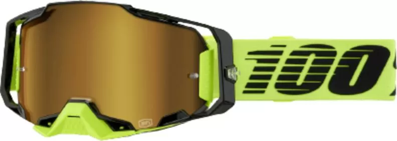 100% ARMEGA Goggle Neon Yellow - Mirror Gold Lens