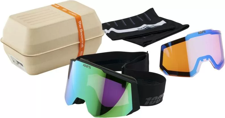 100% SNOWCRAFT HiPER Goggle Black/Green - Mirror Green Lens
