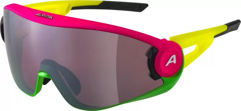 Alpina 5W1NG Q Eyewear - pink-green-yellow, silver mirror