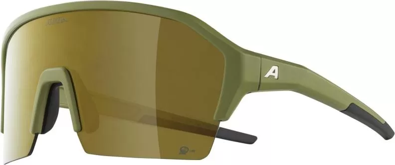 Alpina RAM HR Q-LITE Eyewear - Olive Matt, Gold Mirror