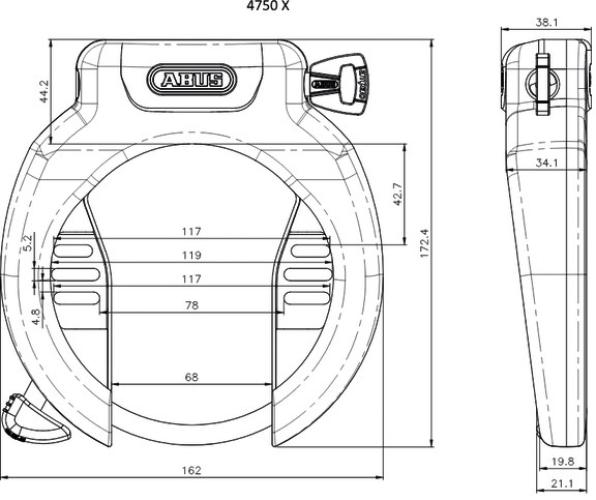 Preview: Abus Rahmenschloss Pro Amparo 4750X NR ohne Halter - schwarz
