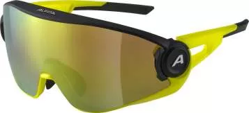 Alpina 5W1NG Q Eyewear - black matt neon yellow, yellow mirror