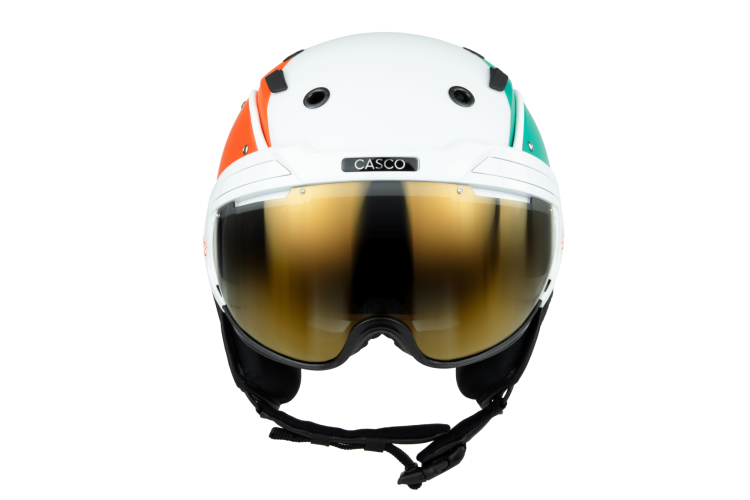 Preview: Casco SP-6 Trinity Volt Skihelm - grün-weiss-orange
