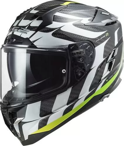 LS2 FF327 Challenger C Flames Helmet - white hi-vis yellow