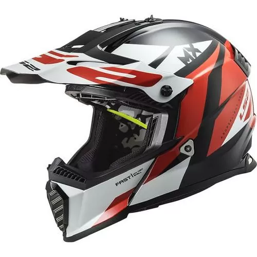 LS2 MX437 Fast Evo Strike Helmet - black white red