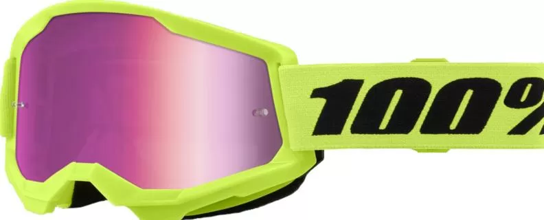 100percent STRATA 2 Goggle Neon Yellow - Mirror Pink Lens