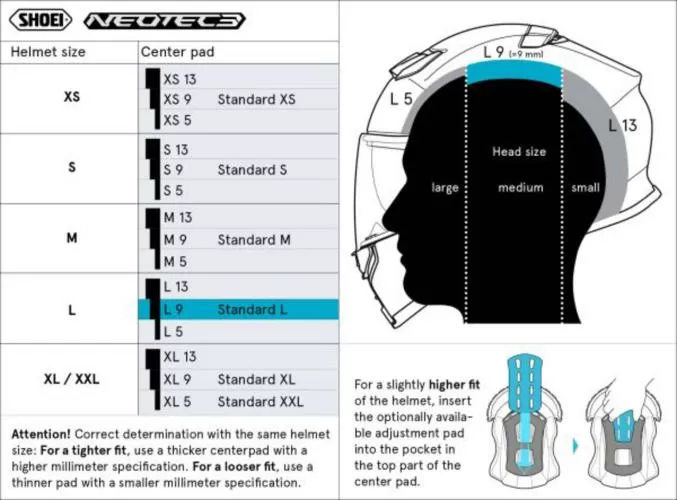 SHOEI Center Pad L9 (NEO3/GT3) Type-Q
