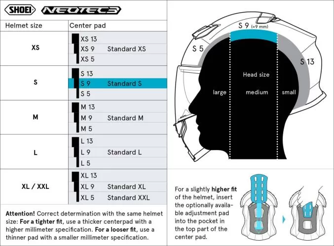 SHOEI Center Pad S9 (NEO3/GT3) Type-Q