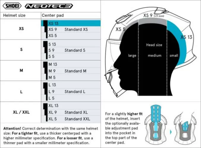 SHOEI Kopfpolster XS13 (NEO3) Type-Q