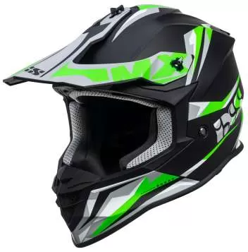 iXS 362 2.0 Motocross Helm- schwarz matt-grün fluo
