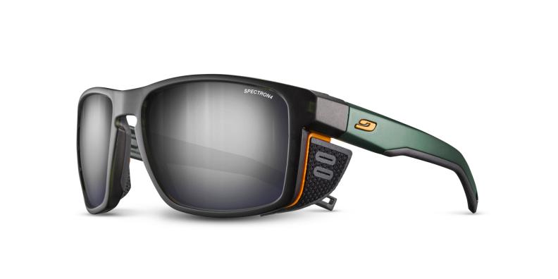 Preview: Julbo Sportbrille Shield - dunkelgrün durchscheinend / dunkelgrün / orange, braun