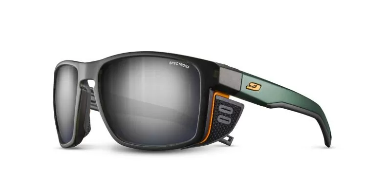 Julbo Sportbrille Shield - dunkelgrün durchscheinend / dunkelgrün / orange, braun