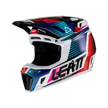 Leatt 8.5 V22 Motocross Helmet Aqua/Royal - blue-white-black