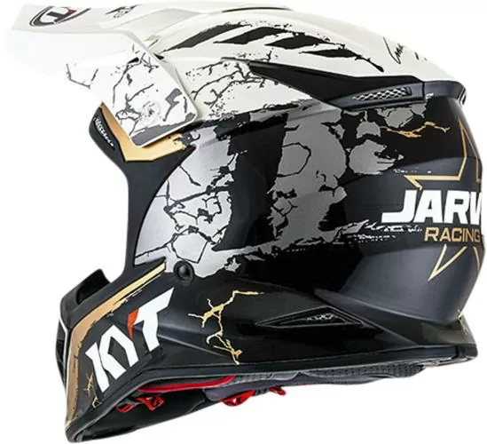 KYT Offroadhelm Skyhawk Jarvis Signature Edition - schwarz-weiss-gold