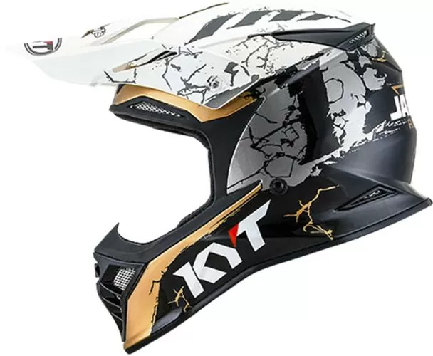 KYT Offroadhelm Skyhawk Jarvis Signature Edition - schwarz-weiss-gold