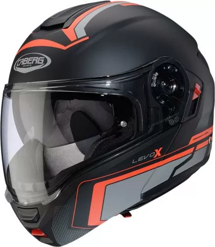 Caberg Flip-up helmet Levo X Elite - matt black-grey-red fluo