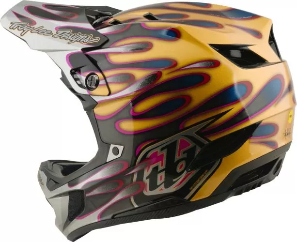 Troy Lee Designs D4 Carbon Helmet W/Mips - Overspray gold-black