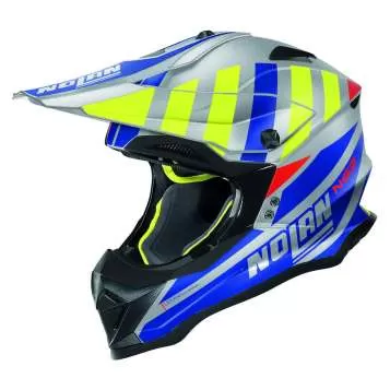 Nolan N53 Cliffjumper #74 Motocross Helm- silber-blau-gelb