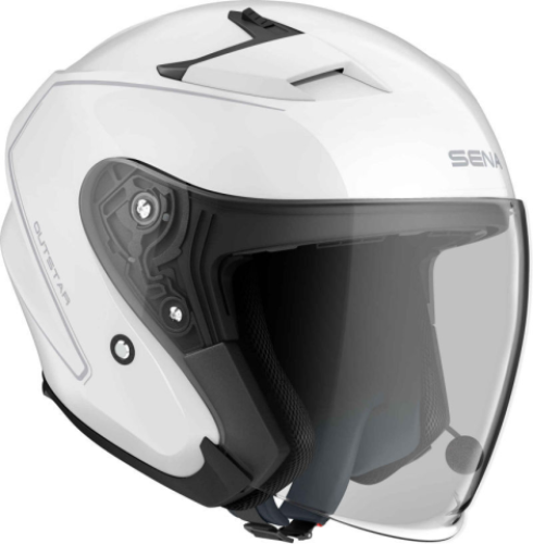 Preview: Sena OUTSTAR Smart Motorrad-Jethelm (ECE) - weiss glänzend