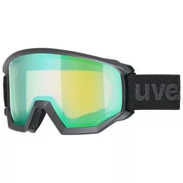 Uvex athletic FM Ski Goggles - black mat, dl/mirror green-lasergoldlite