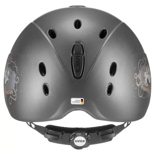Uvex Onyxx Dekor Kinder Reithelm - friends II anthracite mat Uvex Onyxx Dekor Kinder Reithelm - friends II anthracite mat