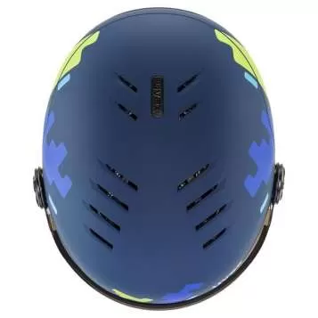 Uvex Rocket Junior Visor Ski Helmet - blue puzzle matt