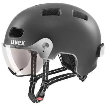 Uvex Rush Visor Velo Helmet - Black Silver Matt