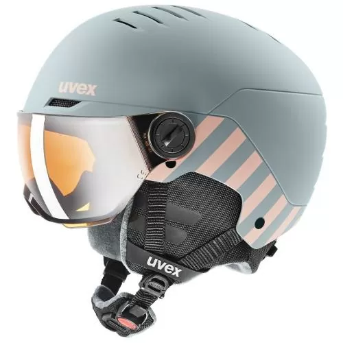 Uvex Ski Helmet Rocket Junior Visor - rhino - blush matt