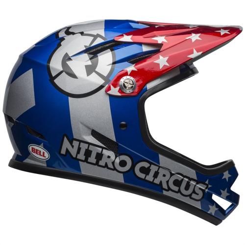 Image of Bell Sanction Downhill Helm red/silver/blue nitro