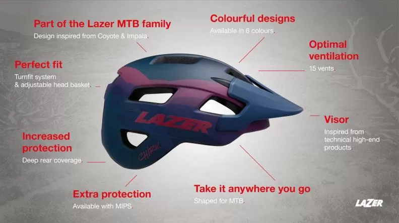Lazer Velohelm Chiru Mips - Matte Blue, Pink