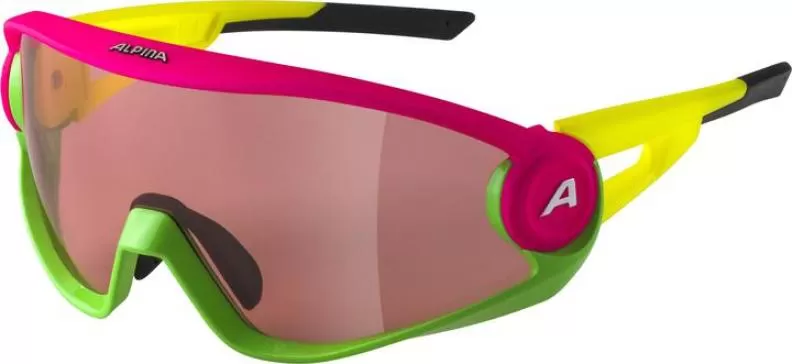 Alpina 5W1NG Q Eyewear - pink-green-yellow, silver mirror