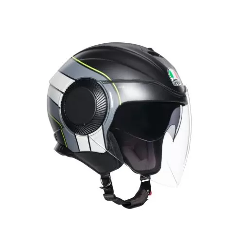 AGV Orbyt Brera Open Face Helmet - black matt-grey-yellow fluo