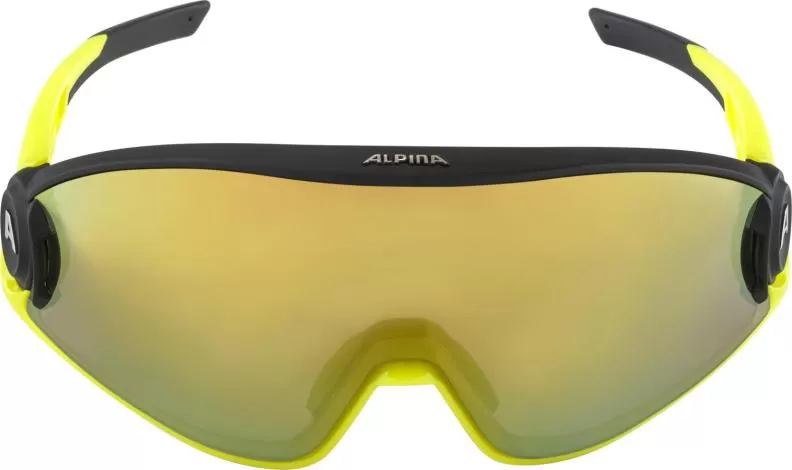 Alpina 5W1NG Q Sonnenbrillen - black mattneon yellow, yellow mirror