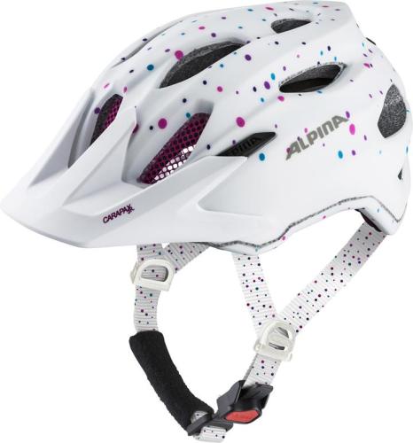 Alpina Velohelm Kinder Carapax - white polka dots