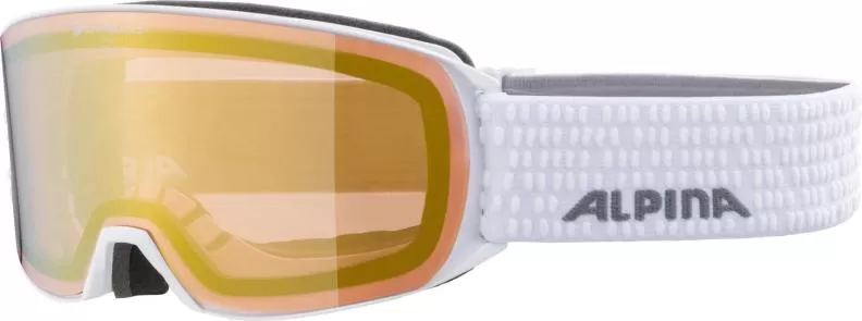 Alpina Nakiska QV Ski Goggles - White Mirror Gold