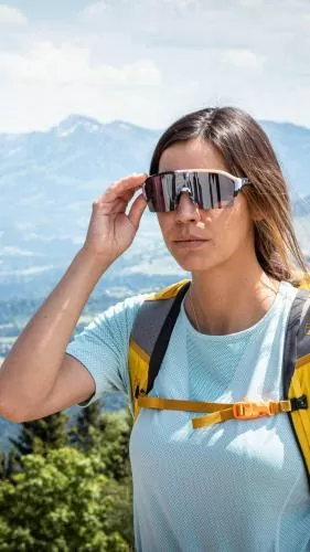 Alpina RAM HR Q-LITE Sonnenbrille - dirt-blue matt, silver mirror