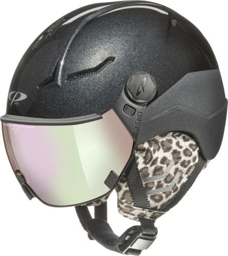 CP Skihelm Women COYA+ - black sparkling/ black soft touch leo ears / Visor Nr.29