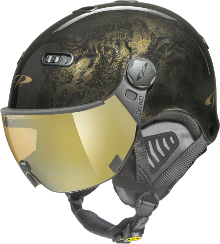 CP Skihelm CARACHILLO Vintage - gold cubic black shiny / Visor Nr.30