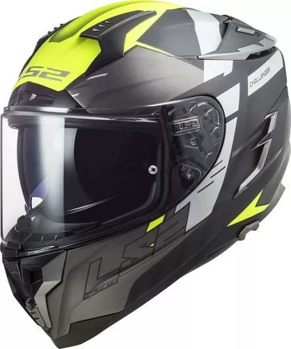 LS2 FF327 Challenger Allert Helmet - matt titanium hi-vis yellow