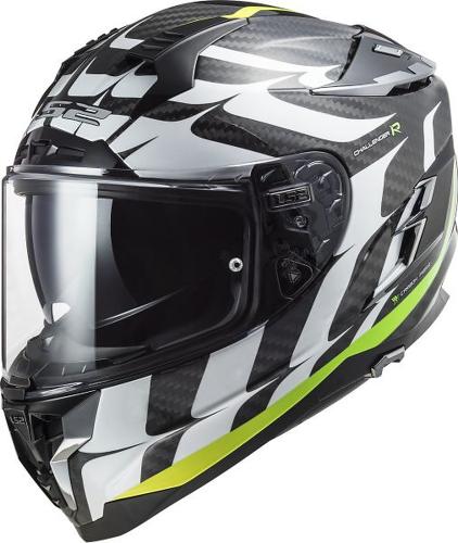 LS2 FF327 Challenger C Flames Helmet - white hi-vis yellow