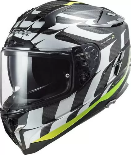 LS2 FF327 Challenger C Flames Helmet - white hi-vis yellow