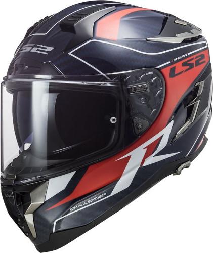 LS2 FF327 Challenger C Grid Helmet - blue carbon red