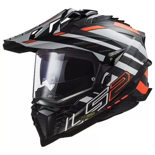 LS2 MX701 C Explorer Edge Carbon Helmet - black fluo orange