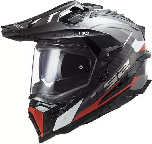 LS2 MX701 C Explorer Frontier Carbon Helmet - gloss titanium red