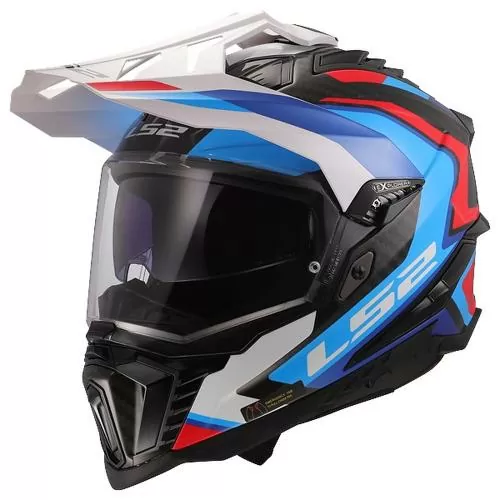 LS2 MX701 Explorer C Frontier 2 Carbon Helmet - white blue
